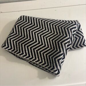 Nevin Black and White Chevron 100% Cashmere Circle Scarf